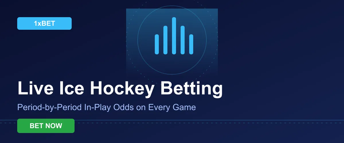 Live ice hockey betting — in-play puck line and totals markets